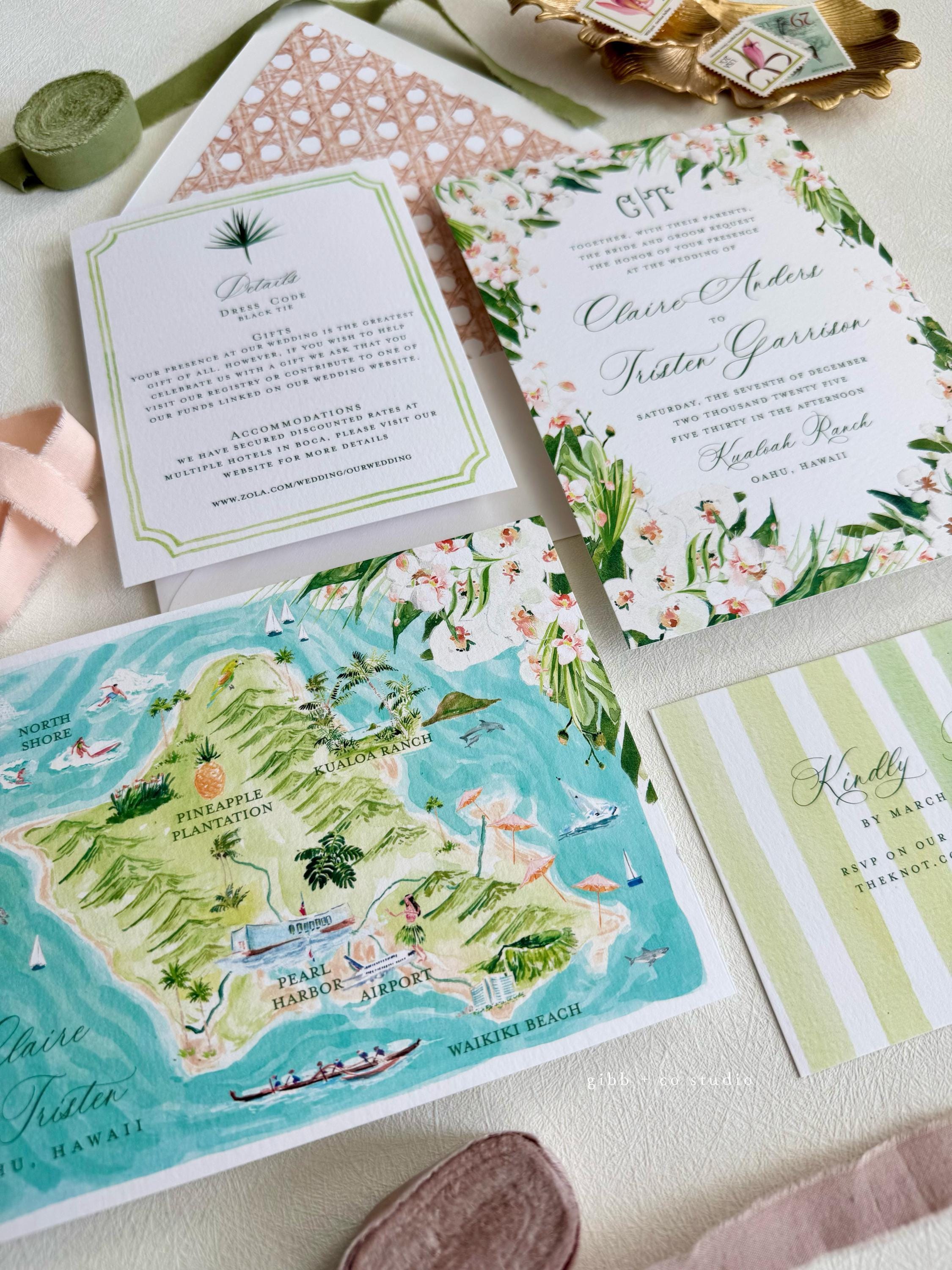 Tropical wedding invitations
