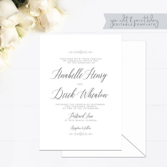 Modern Calligraphy Wedding Invitation Francesca All That Glitters Invitations