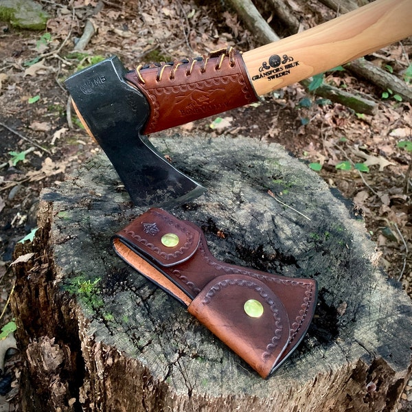 420-Full Coverage Leather Sheath for Gränsfors Bruk #420 Small Forest Axe **Axe & Guard NOT INCLUDED** Bushcraft Camping Backpacking