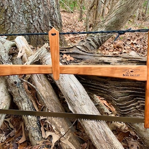 21" Curly Cherry Folding Wood Buck Saw with Storage Bag - Bahco Blade -Great for Camping, Hiking, Backpacking- Bushcraft Saw