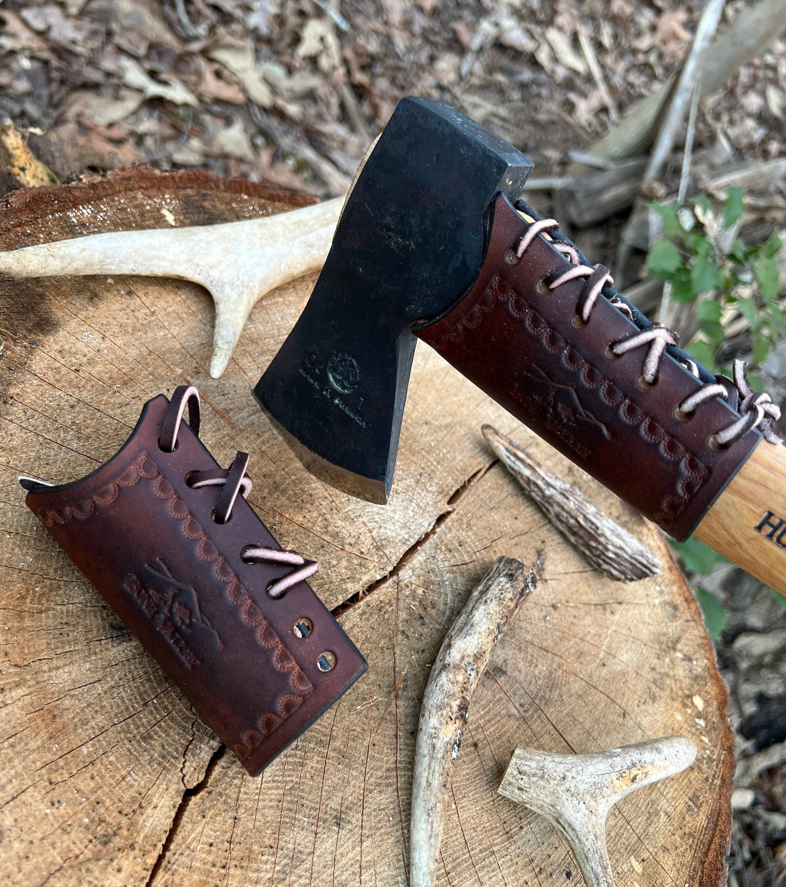 Overstrike Guard for the Hults Bruk Almike Hatchet With Leather