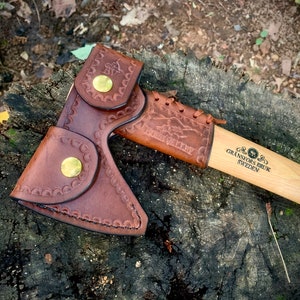 415-Bone Valley Full Coverage Leather Sheath for Gränsfors Bruk #415 Wildlife Hatchet **HATCHET NOT INCLUDED** Bushcraft Camping Backpacking