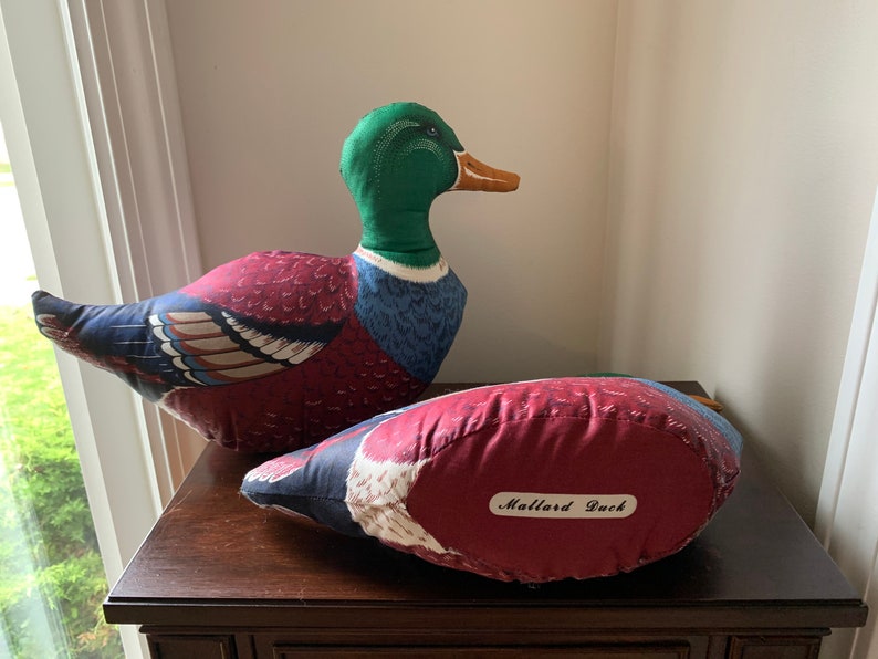 Fabric Vintage Mallard Duck Shaped Pillow Set