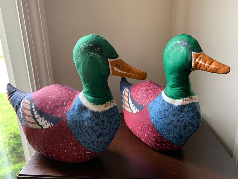 Fabric Vintage Mallard Duck Shaped Pillow Set