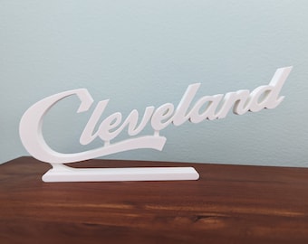 Adorno de escritorio con letrero de Cleveland - Letrero de Cleveland con escritura - ¡Varios tamaños disponibles!