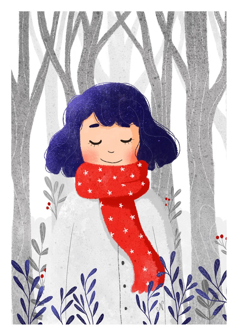 Cartes postales illustrées hivernales Carte A