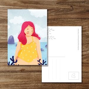 Carte postale illustrée "petite baignade"