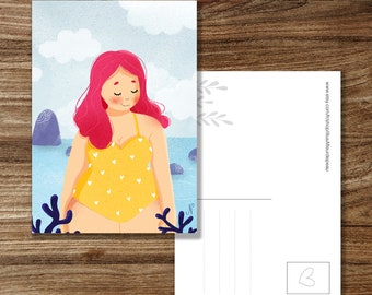 Illustrated postcard "little swim"