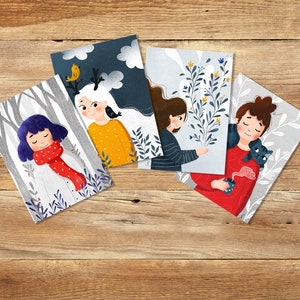 Postales ilustradas de invierno