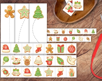 Gingerbread Cookies Scissor Strips Set, Preschool Scissor Practice