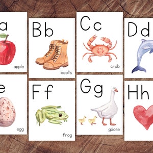 Cartes alphabet, impression manuscrite