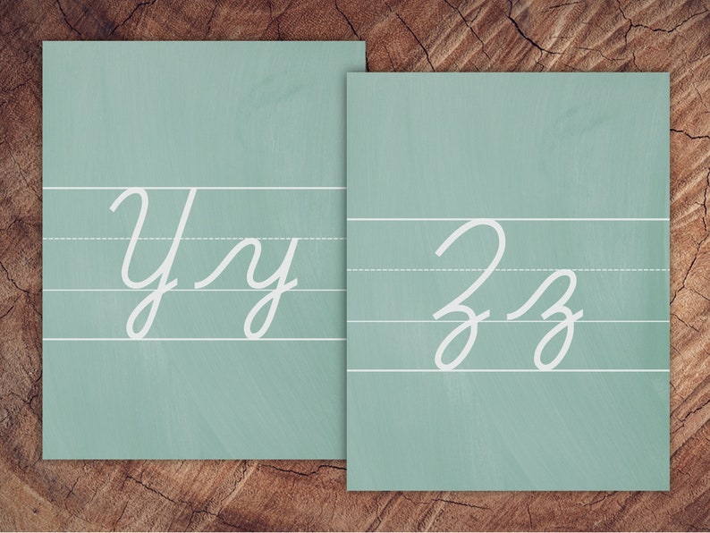 Chalkboard Alphabet Cards, Cursive with Guide Lines image 4