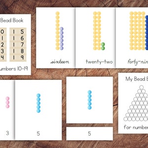 Montessori Coloured Beads 3-Part Cards and Booklet Pack for 1-99