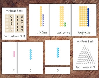 Montessori Coloured Beads 3-Part Cards and Booklet Pack for 1-99