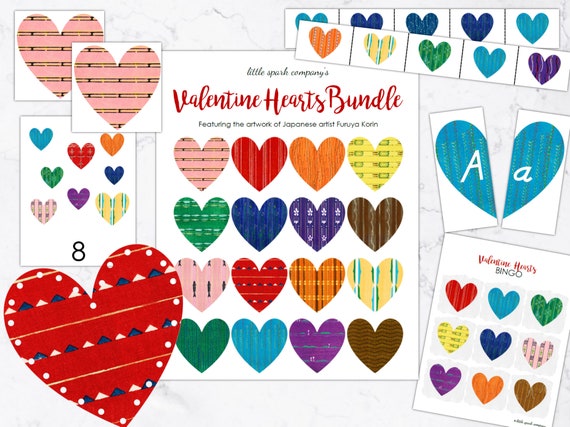 Valentine Hearts Bundle Preschool Language Math Fine Motor