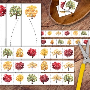 Autumn Trees Scissor Strips Set, Preschool Scissor Practice