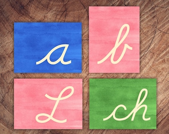 Cursive Printable Sandpaper Letters, Montessori Letter Recognition