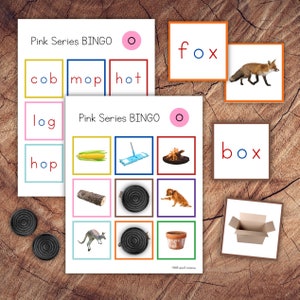 Montessori Pink Series Short O Bingo, Apprenez à lire les mots CVC