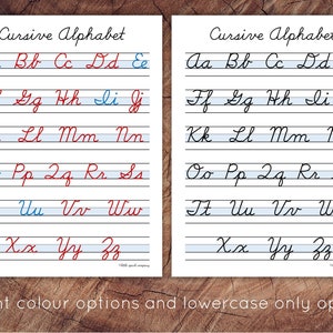 Conjunto de carteles de escritura cursiva, cursiva Montessori