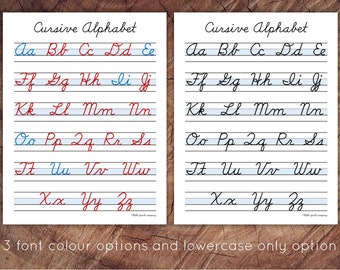Conjunto de carteles de escritura cursiva, cursiva Montessori