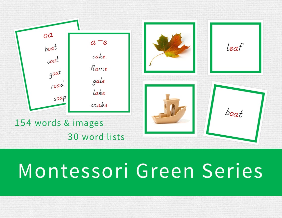 Montessori Green Series Language Cards Learn to Read | Etsy