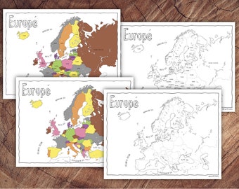 Europe Montessori Puzzle Map Control Sheets - DIGITAL DOWNLOAD