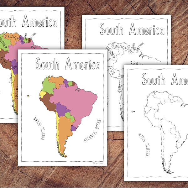 South America Montessori Puzzle Map Control Sheets - DIGITAL DOWNLOAD