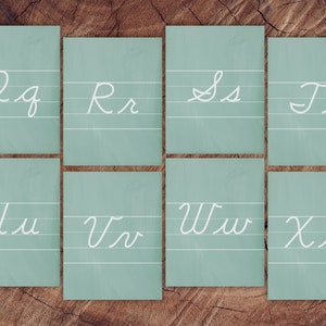 Chalkboard Alphabet Cards, Cursive with Guide Lines image 3