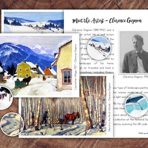 Conjunto de tarjetas de arte Clarence Gagnon, apreciación del arte preescolar