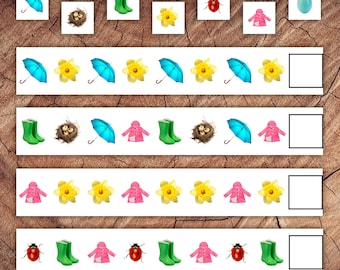 Spring Pattern Strips, Preschool Pattern Recognition