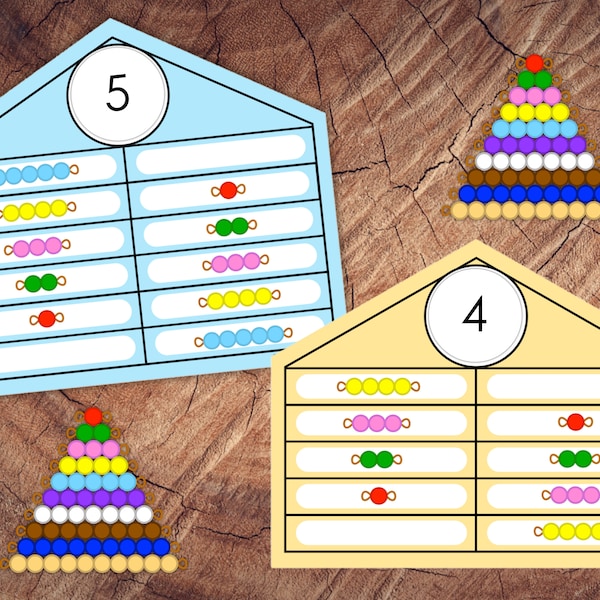 Montessori Bead Houses, Preschool Math Activity