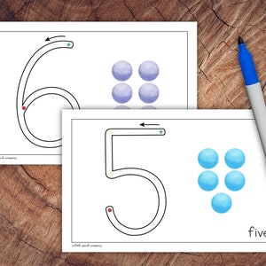 Number Printing Primer Cards, Learn to Print, Preschool Letter Recognition