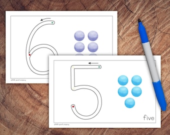 Number Printing Primer Cards, Learn to Print, Preschool Letter Recognition