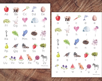 Preschool Alphabet Poster Set, Print and Cursive