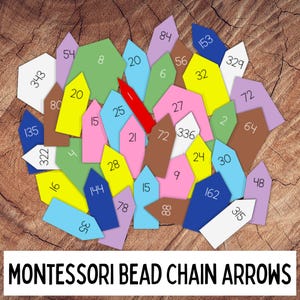Druckbares Montessori Überspringen Zählen Pfeile für Kurze und Lange Perlenketten