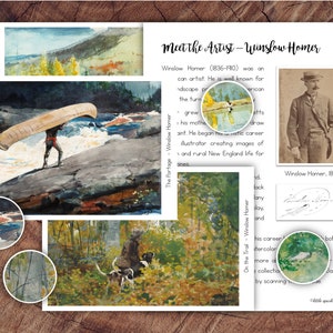 Juego de tarjetas de arte Winslow Homer, apreciación del arte preescolar