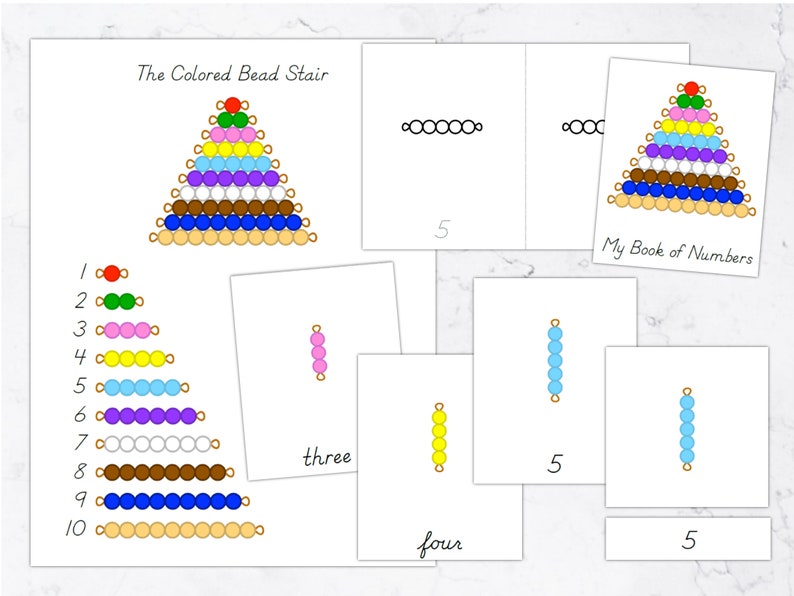 Montessori Coloured Beads Bundle 110 Printable Math Resource Etsy