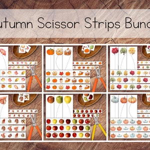 Autumn Scissor Strips Bundle, Cutting Strips, Preschool Scissor Practice