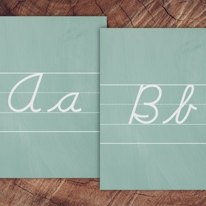 Chalkboard Inspired Alphabet Poster Set, Cursive Version with Guide Lines