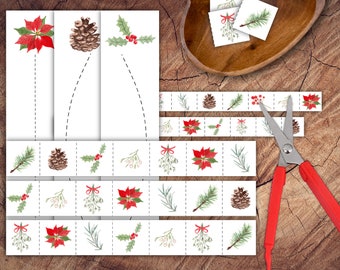 Winter Greenery Scissor Strips Set, Preschool Scissor Practice