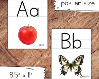 Poster dell'alfabeto a righe, grande formato per l'uso in classe