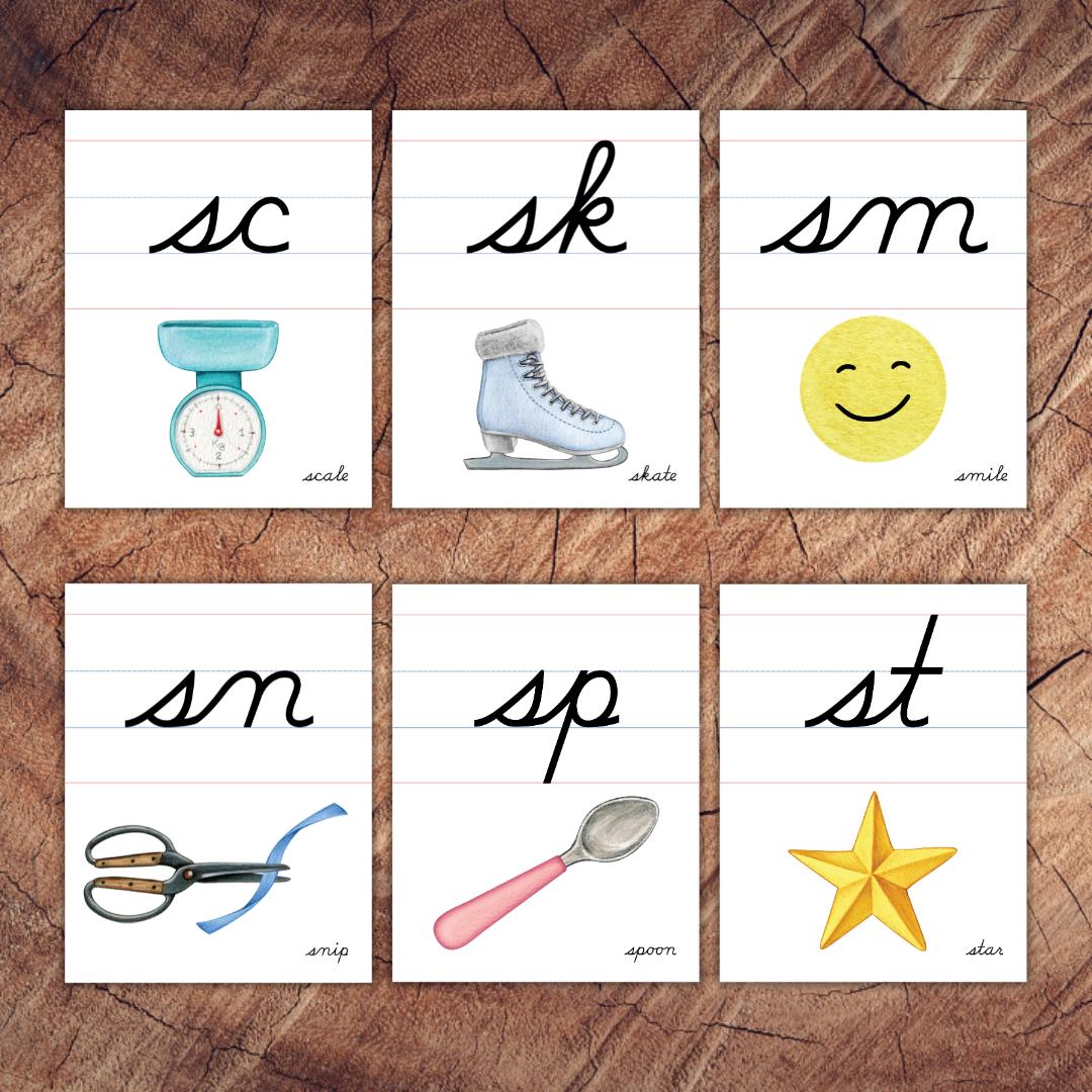 Cursive Beginning Blends Posters Lined, Large Format for Classroom Use ...