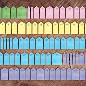 Druckbares Montessori Überspringen Zählen Pfeile für Kurze und Lange Perlenketten