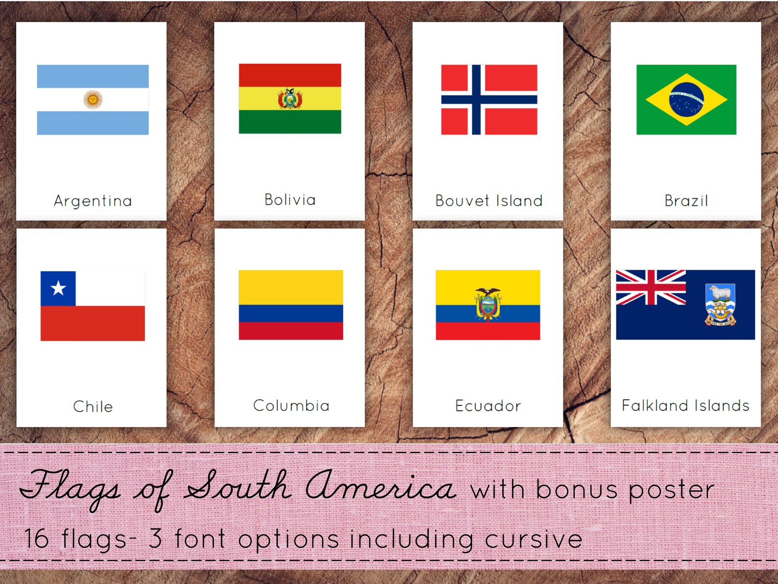 World Flags 3part Card BUNDLE Montessori Nomenclature Cards Etsy