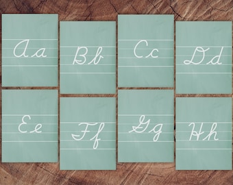 Chalkboard Alphabet Cards, Cursive with Guide Lines