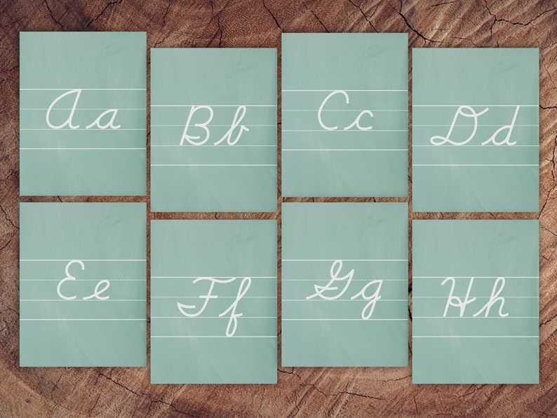 Chalkboard Alphabet Cards, Cursive with Guide Lines image 1