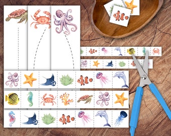 Under the Sea Scissor Strips Set, Preschool Scissor Practice