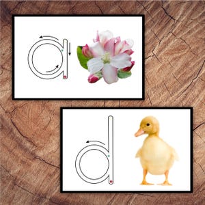 Cartões de introdução à impressão de primavera, formação de letras minúsculas