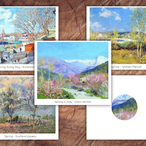 Carte d'arte primaverili, set 2, abbinamento prescolare, apprezzamento dell'arte