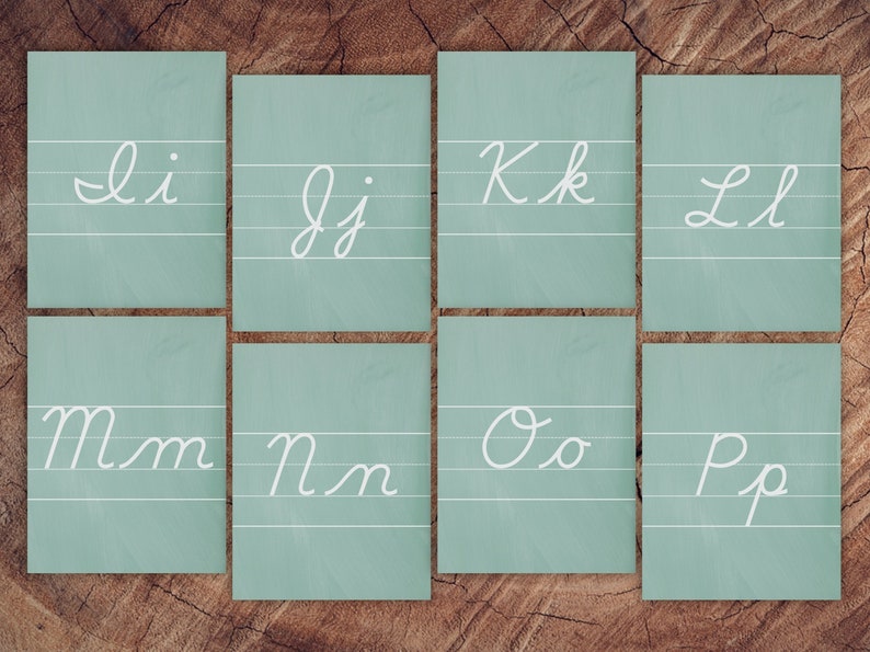 Chalkboard Alphabet Cards, Cursive with Guide Lines image 2